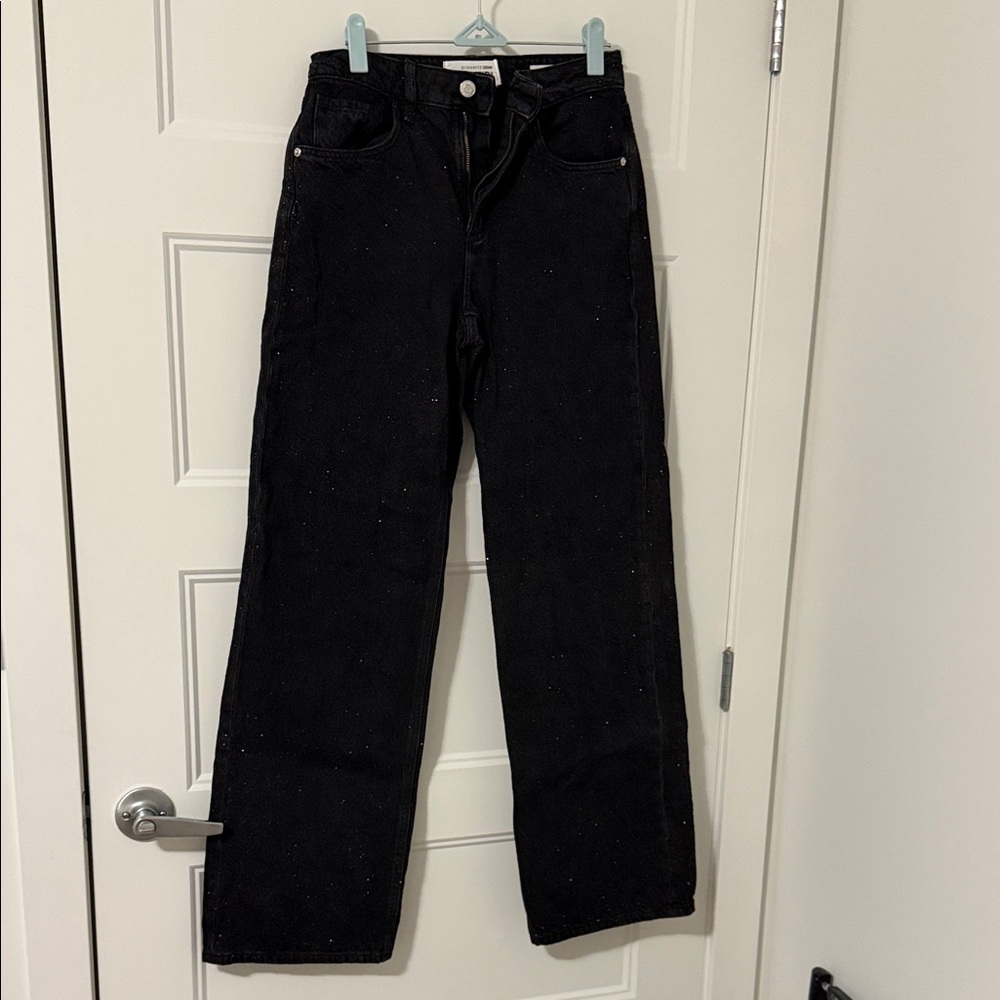 Dynamite Women's Sparkles Black Flare Jeans